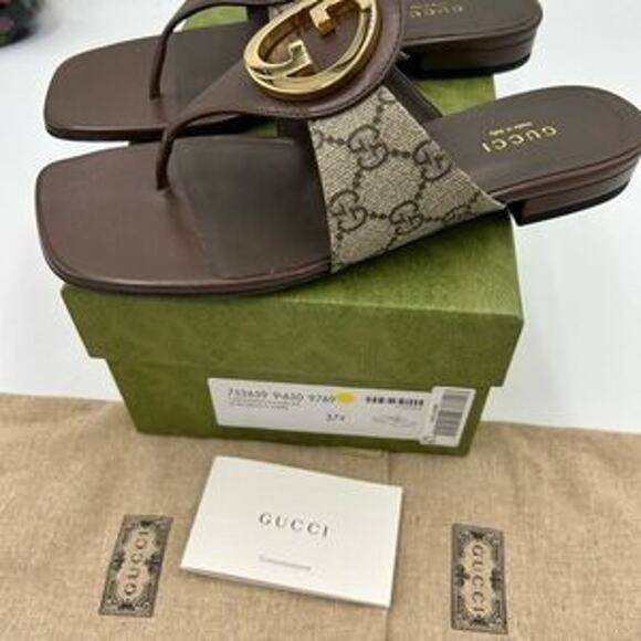 Women's Gucci, Blondie, thong sandals, GG Supreme size 37.5 made in Italy - Picture 8 of 12